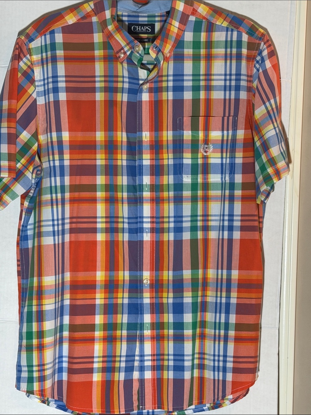 Chaps Multicolor Plaid Short-Sleeve Button-Down Shirt